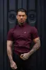 Father Sons Super Slim Stretch Burgundy Denim Short Sleeve with Gold Metal Decal and Button Down Collar - FS1045 sold by Father Sons