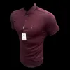 Father Sons Super Slim Stretch Burgundy Denim Short Sleeve with Gold Metal Decal and Button Down Collar - FS1045 sold by Father Sons