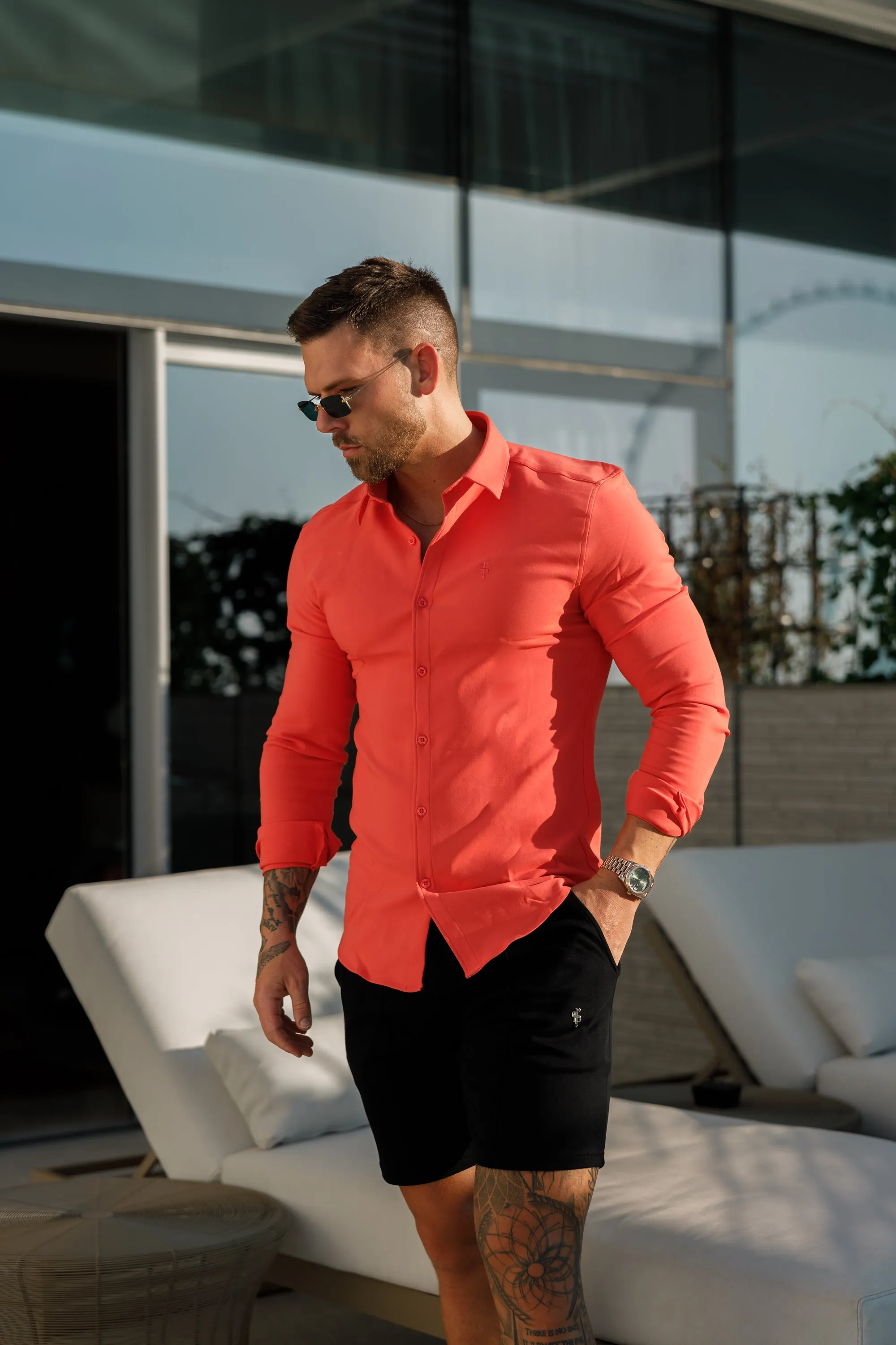 Father Sons Super Slim Scuba Coral Long Sleeve Stretch - FS1031 sold by Father Sons