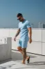 Father Sons Light Blue / Silver Crew T Shirt With Pintuck Detail - FSH1051 sold by Father Sons