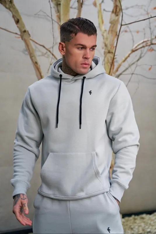 Father Sons Stone Grey Relaxed Fit Rib Panel Overhead Hoodie and Kangaroo Pocket - FSH721 sold by Father Sons