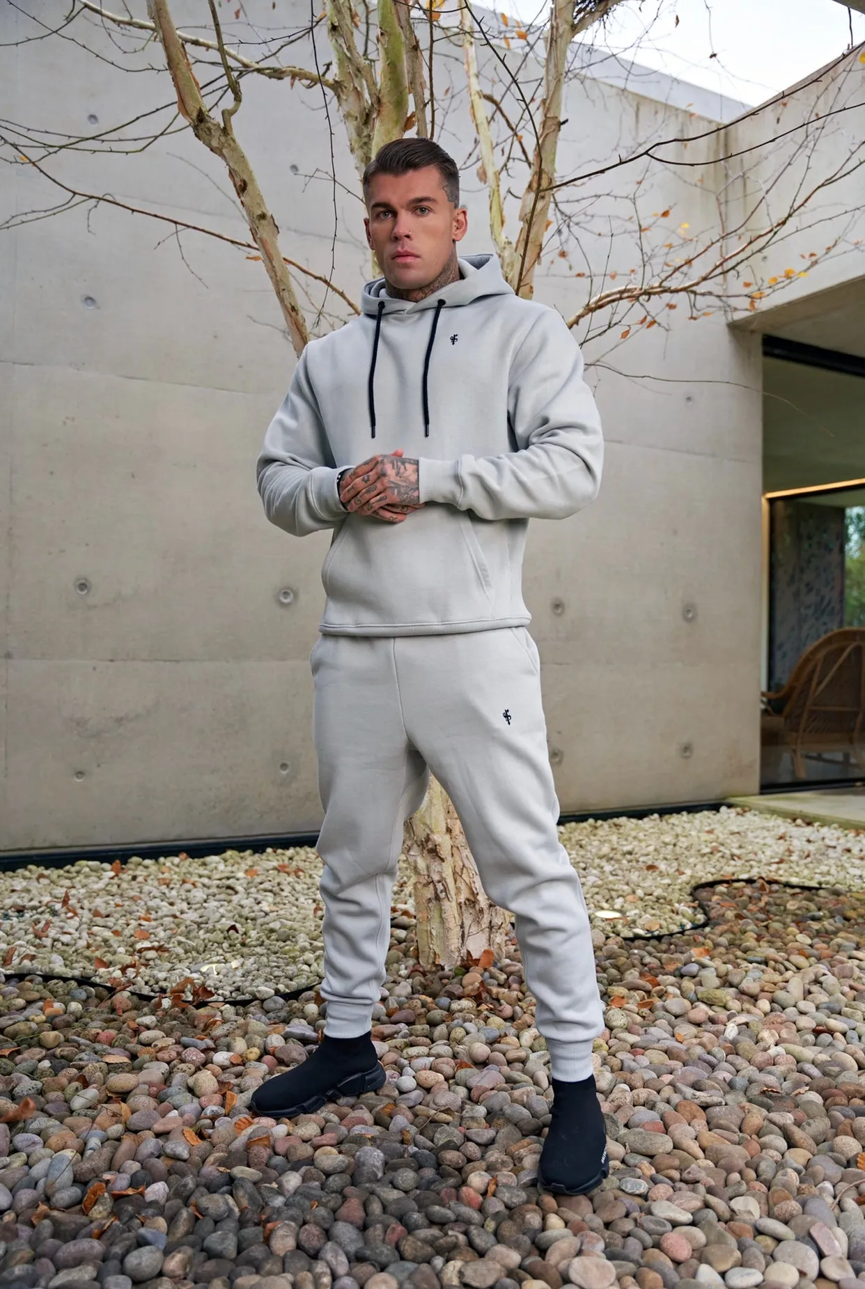 Father Sons Stone Grey Relaxed Fit Rib Panel Overhead Hoodie and Kangaroo Pocket - FSH721 sold by Father Sons product image thumbnail 4