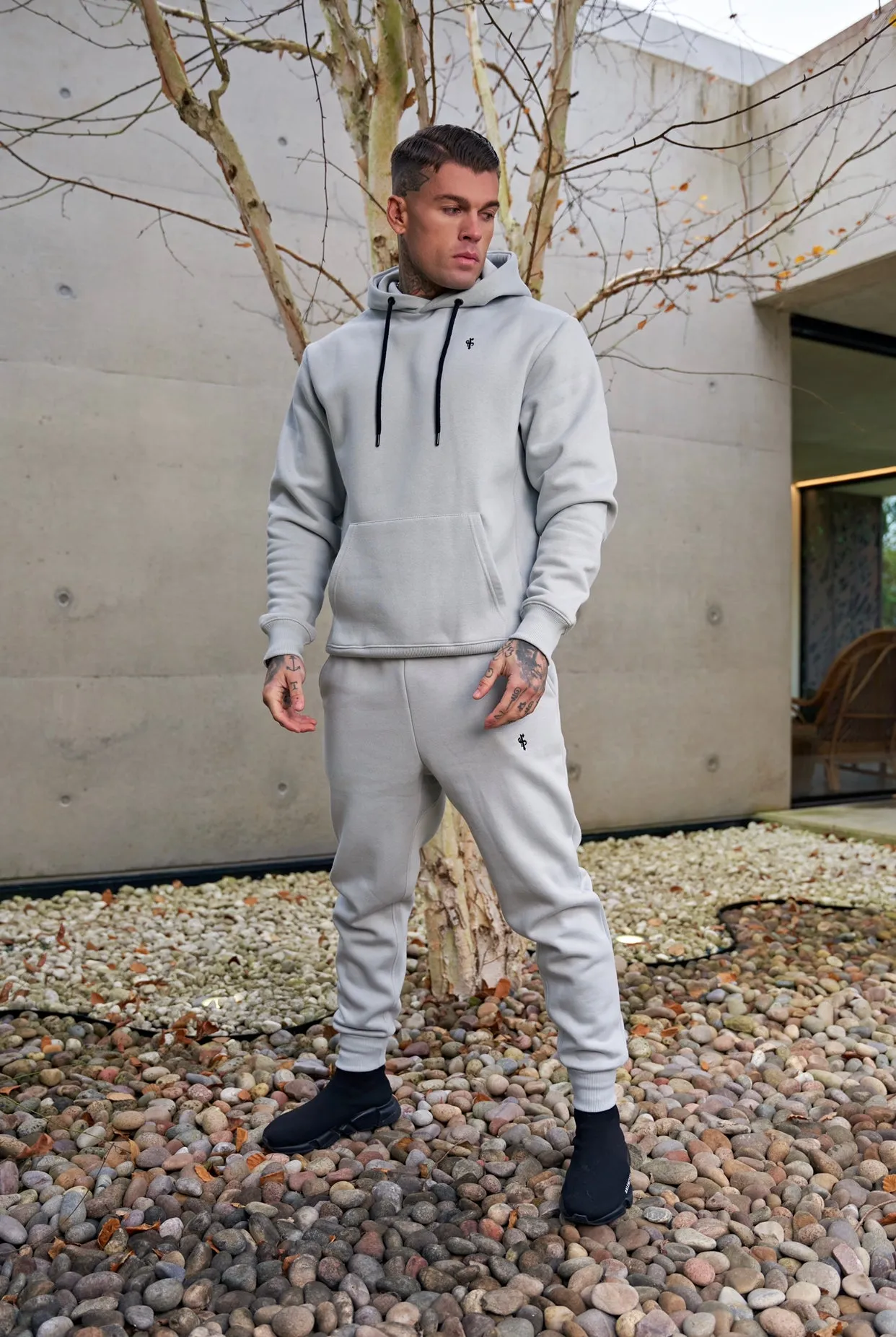 Father Sons Stone Grey Relaxed Fit Rib Panel Overhead Hoodie and Kangaroo Pocket - FSH721 sold by Father Sons product image thumbnail 3