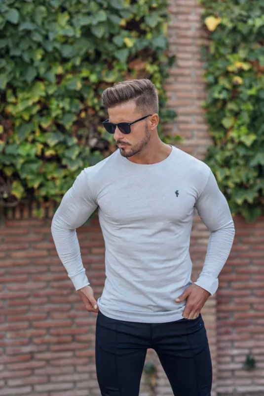 Father Sons Light Grey Slub Crew Long Sleeve With Cuff - FSH783 sold by Father Sons