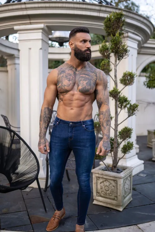 Father Sons Slim Stretch Denim Blue Ultra Tapered Ankle Jeans - FSM010 (LAST CHANCE) sold by Father Sons