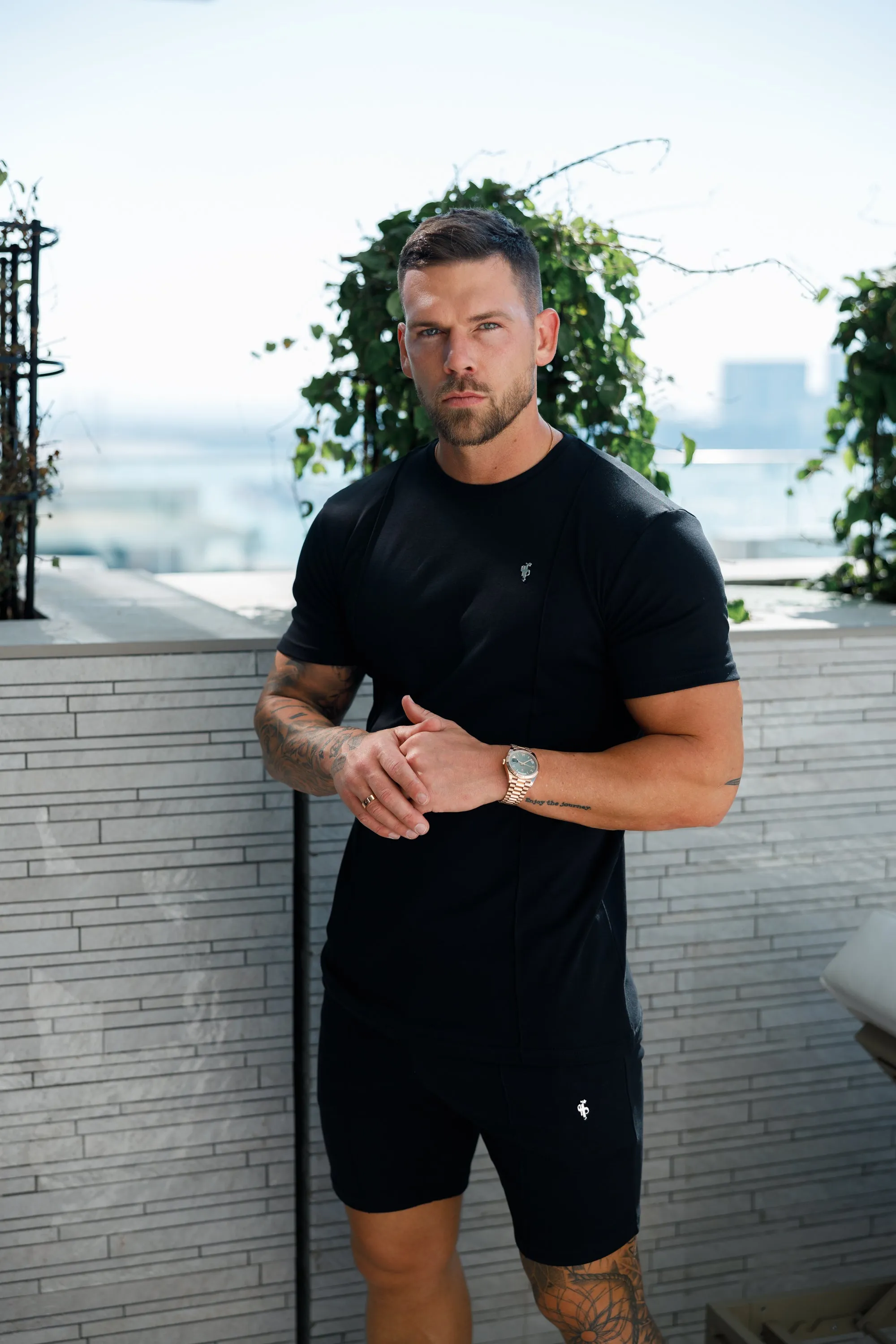 Father Sons Black / Silver Elasticated Drawstring Pintuck Shorts - FSH1052 sold by Father Sons product image thumbnail 2