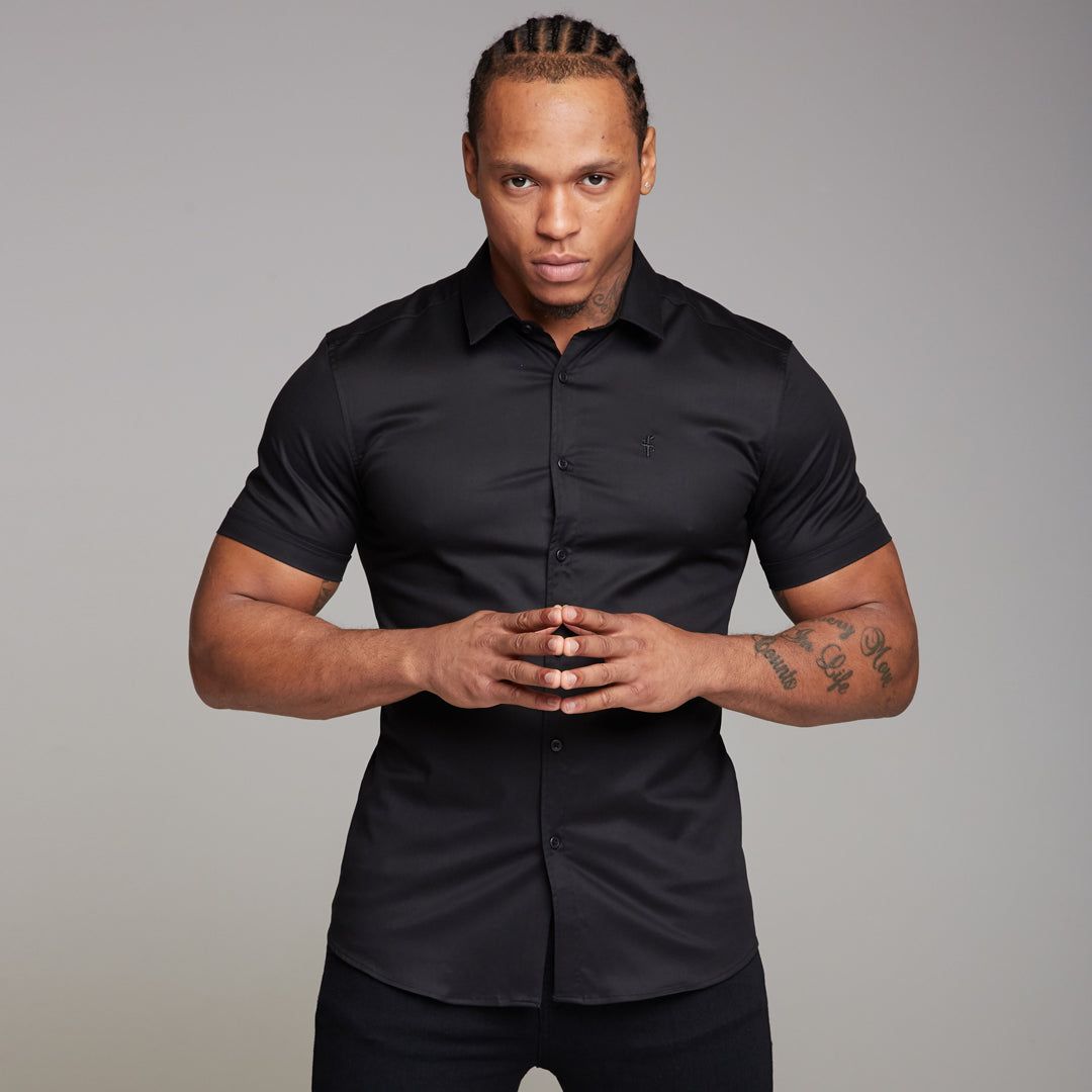 Father Sons Super Slim Luxe Ultra Stretch Classic Black Short Sleeve - FS227 sold by Father Sons