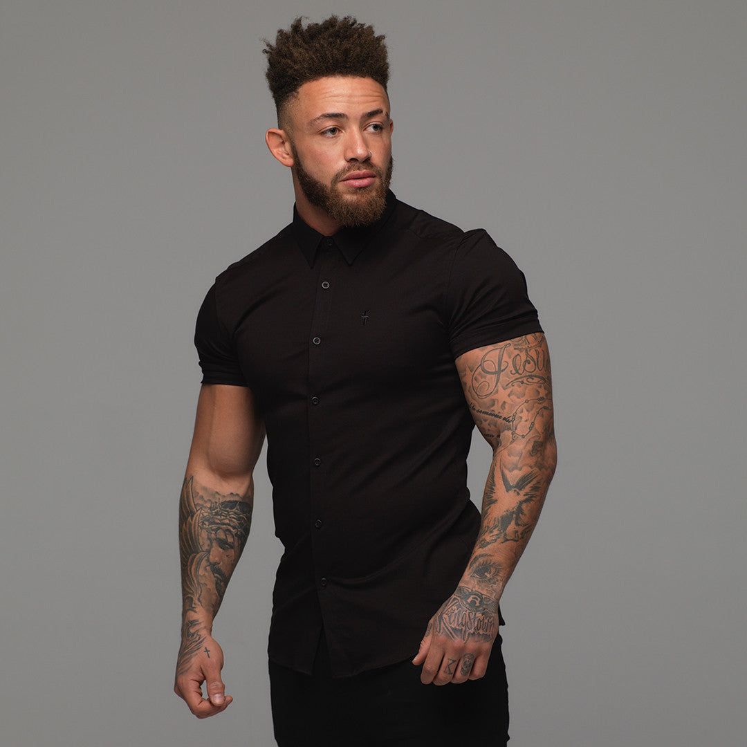 Father Sons Super Slim Luxe Ultra Stretch Classic Black Short Sleeve - FS227 sold by Father Sons product image thumbnail 3