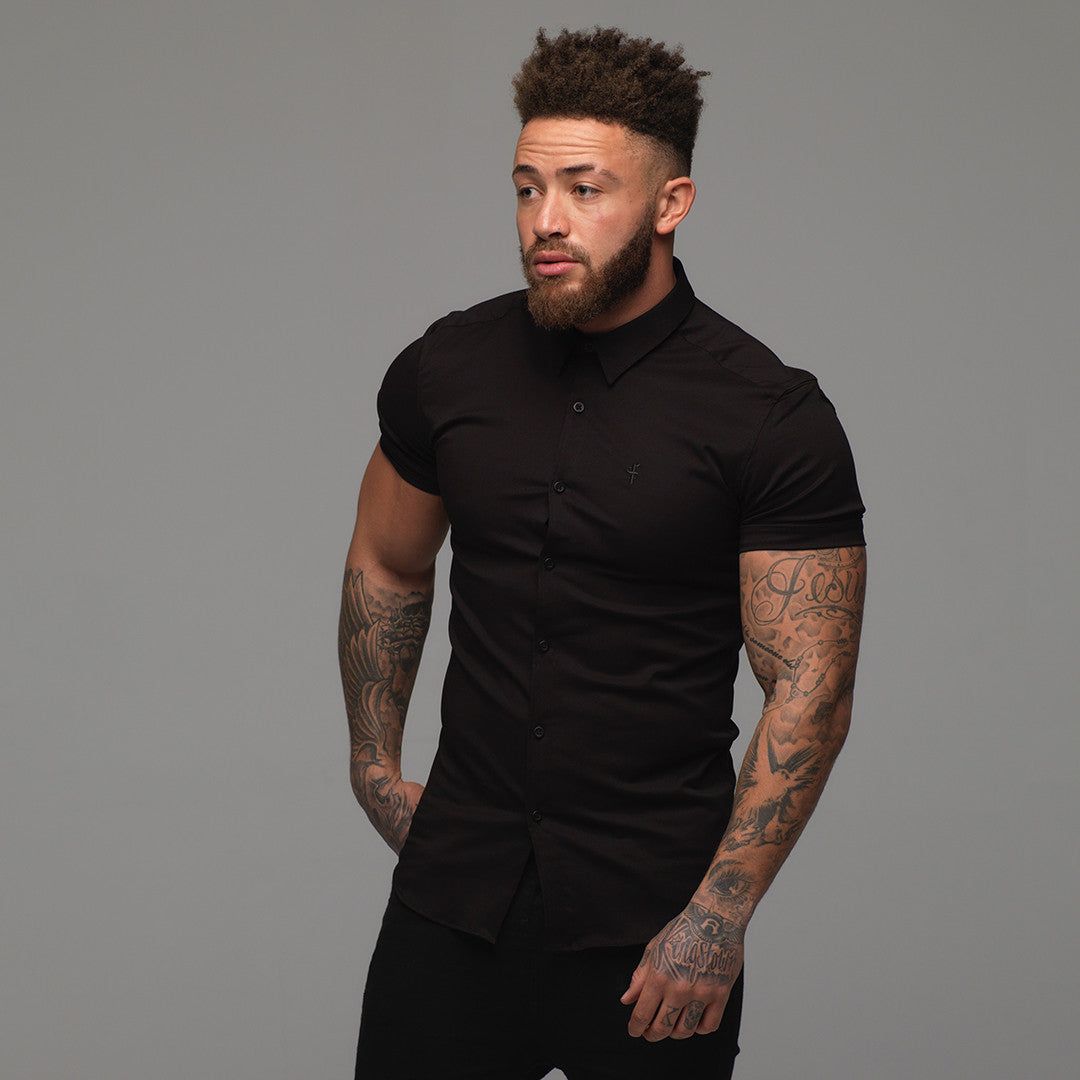 Father Sons Super Slim Luxe Ultra Stretch Classic Black Short Sleeve - FS227 sold by Father Sons product image thumbnail 4