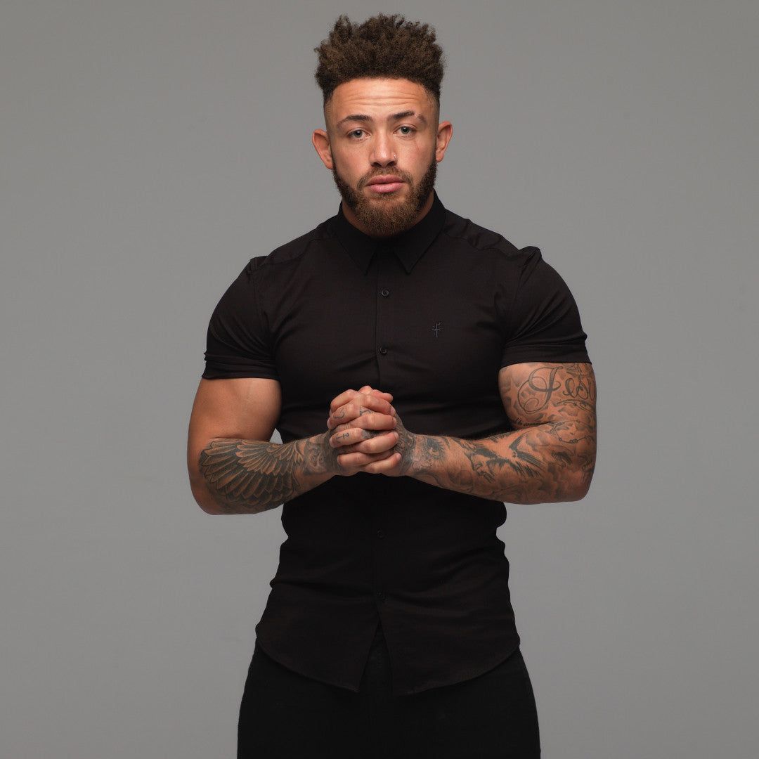 Father Sons Super Slim Luxe Ultra Stretch Classic Black Short Sleeve - FS227 sold by Father Sons product image thumbnail 5