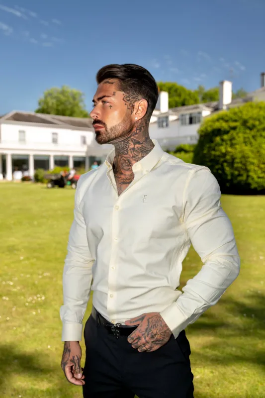 Father Sons Classic Stretch Oxford Long Sleeve Lemon - FS1008 sold by Father Sons