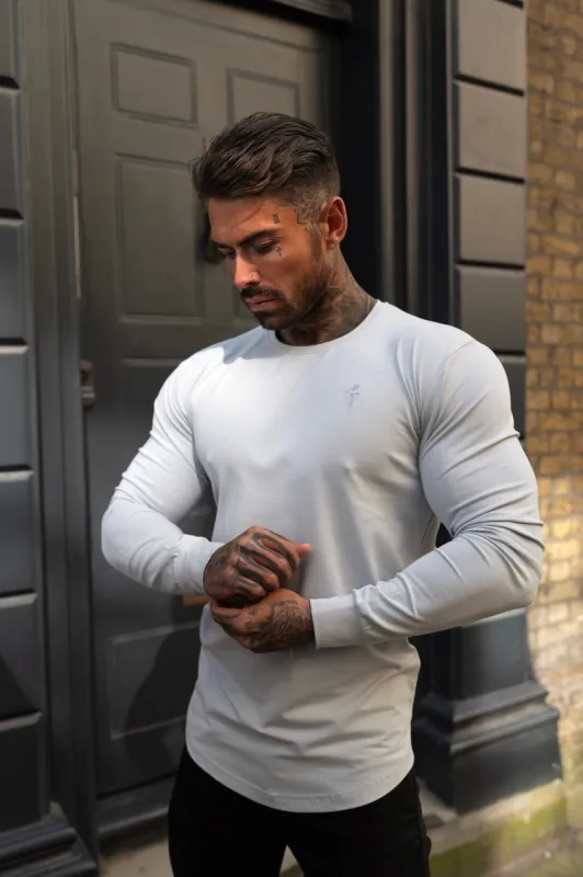 Father Sons Classic Grey Tonal Curved Hem Long Sleeve Crew T Shirt - FSH998 sold by Father Sons