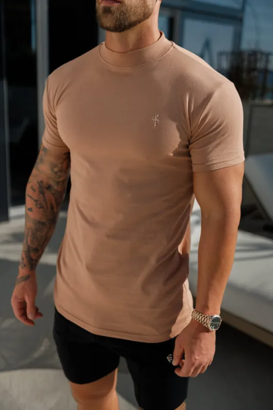 Father Sons Ribbed High Neck Crew Short Sleeve Coffee - FSH1008 sold by Father Sons