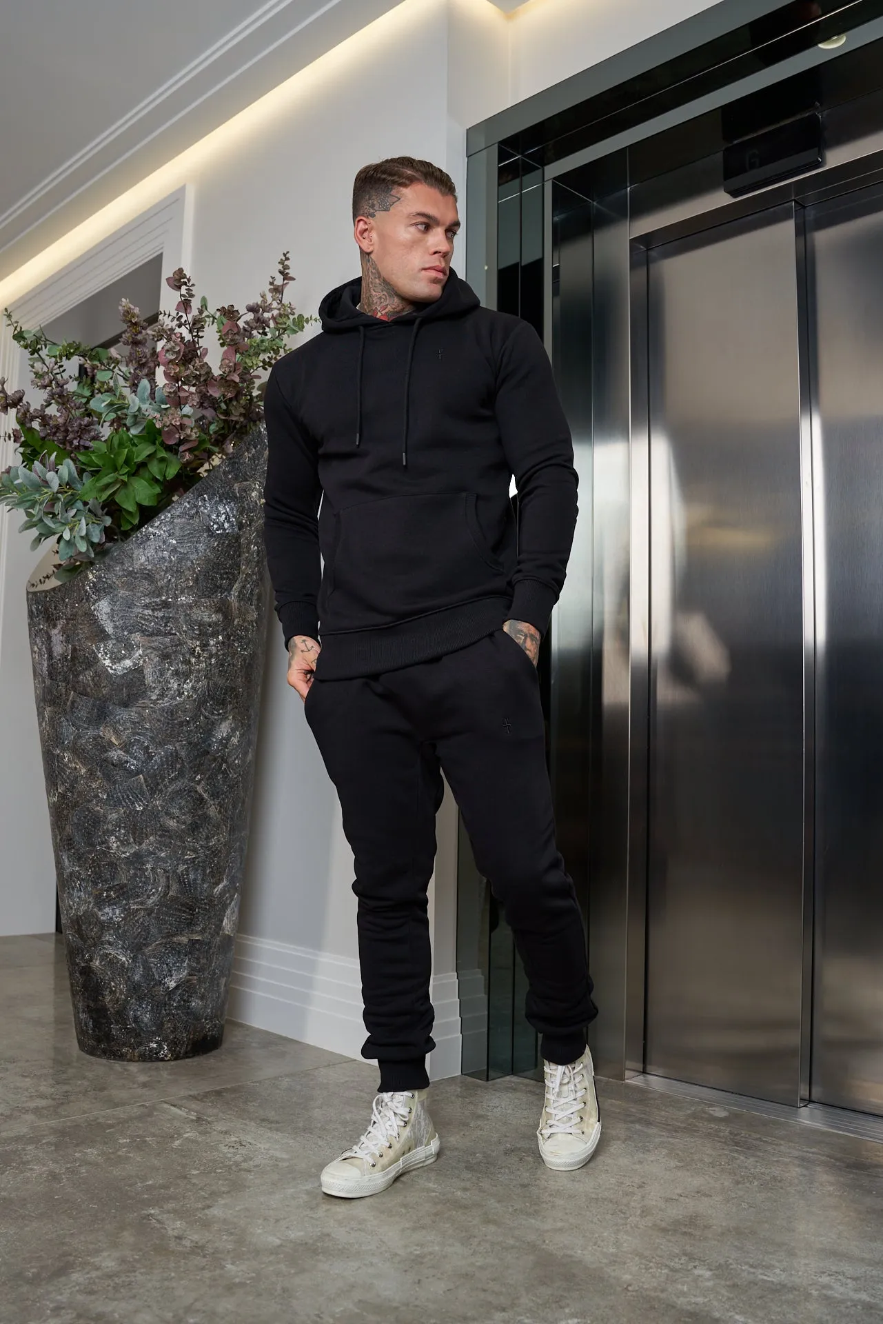 Father Sons Black Kangaroo Hoodie Top with FS Embroidery - FSH697 sold by Father Sons product image thumbnail 5