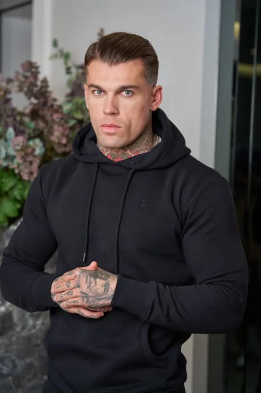 Father Sons Black Kangaroo Hoodie Top with FS Embroidery - FSH697 sold by Father Sons