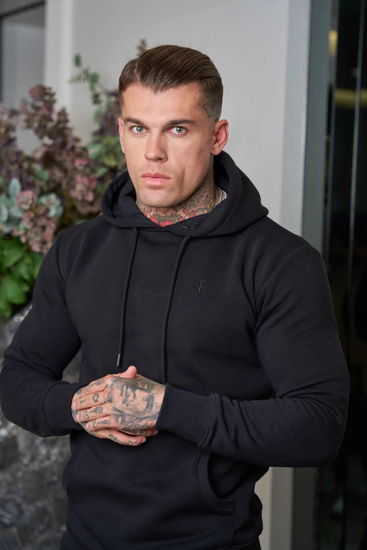 Father Sons Black Kangaroo Hoodie Top with FS Embroidery - FSH697 sold by Father Sons