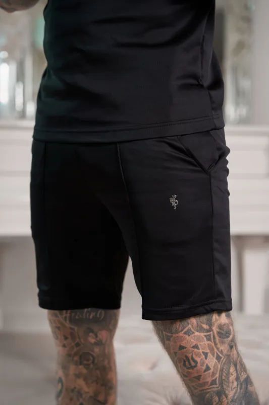 Father Sons Scuba Black / Silver Elasticated Drawstring Pintuck Shorts - FSH1039 sold by Father Sons