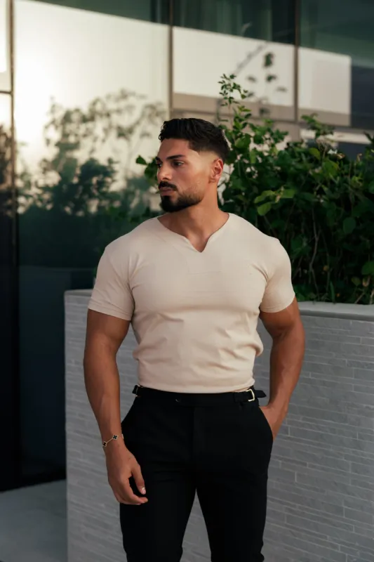 Father Sons Advanced V Neck Crew Short Sleeve Beige - FSH1016 sold by Father Sons