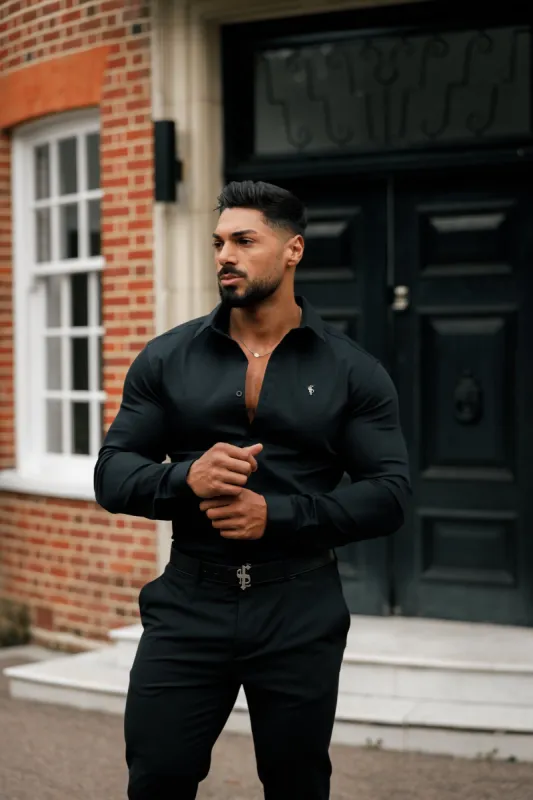 Father Sons Super Slim Stretch Black Denim Long Sleeve with Metal Decal Emblem - FS642 sold by Father Sons