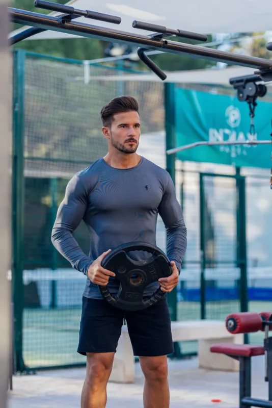 Father Sons Long Sleeve Slate Grey Gym Crew Top - FSH708 sold by Father Sons