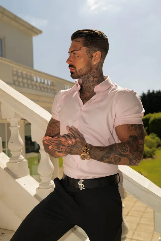 Father Sons Classic Stretch Oxford Short Sleeve Pink - FS1017 sold by Father Sons