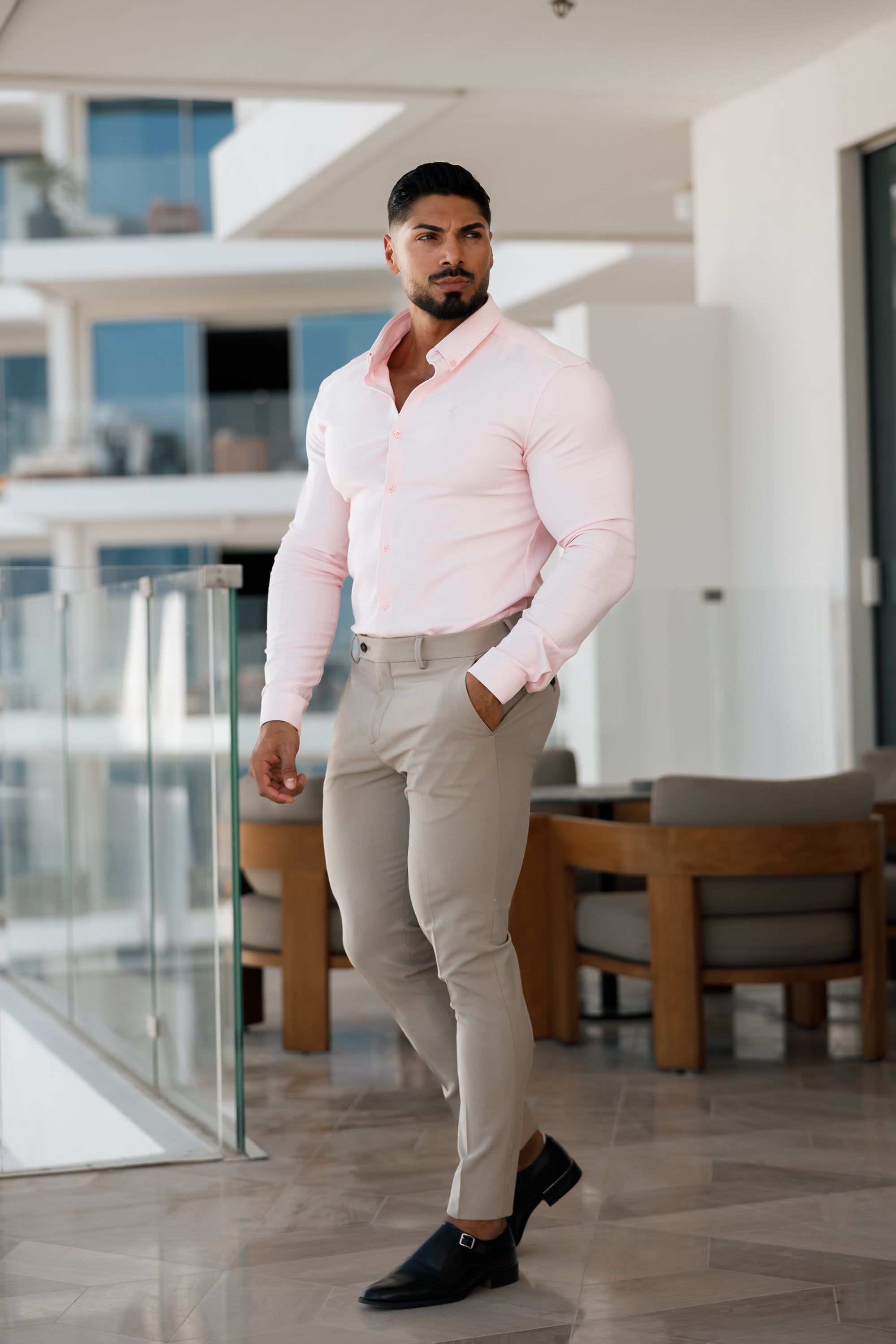 Father Sons Super Slim Scuba Pink Long Sleeve Stretch - FS880 sold by Father Sons product image thumbnail 3