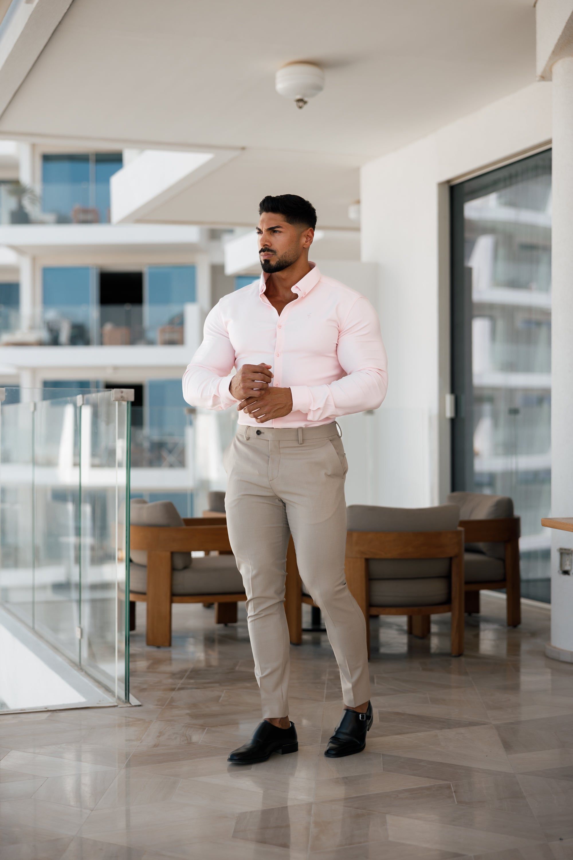 Father Sons Super Slim Scuba Pink Long Sleeve Stretch - FS880 sold by Father Sons product image thumbnail 2