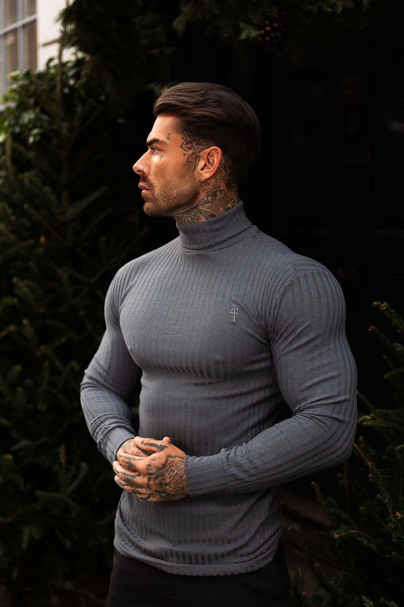Father Sons Classic Charcoal Ribbed Knit Roll-neck Sweater - FSH954 sold by Father Sons product image thumbnail 2