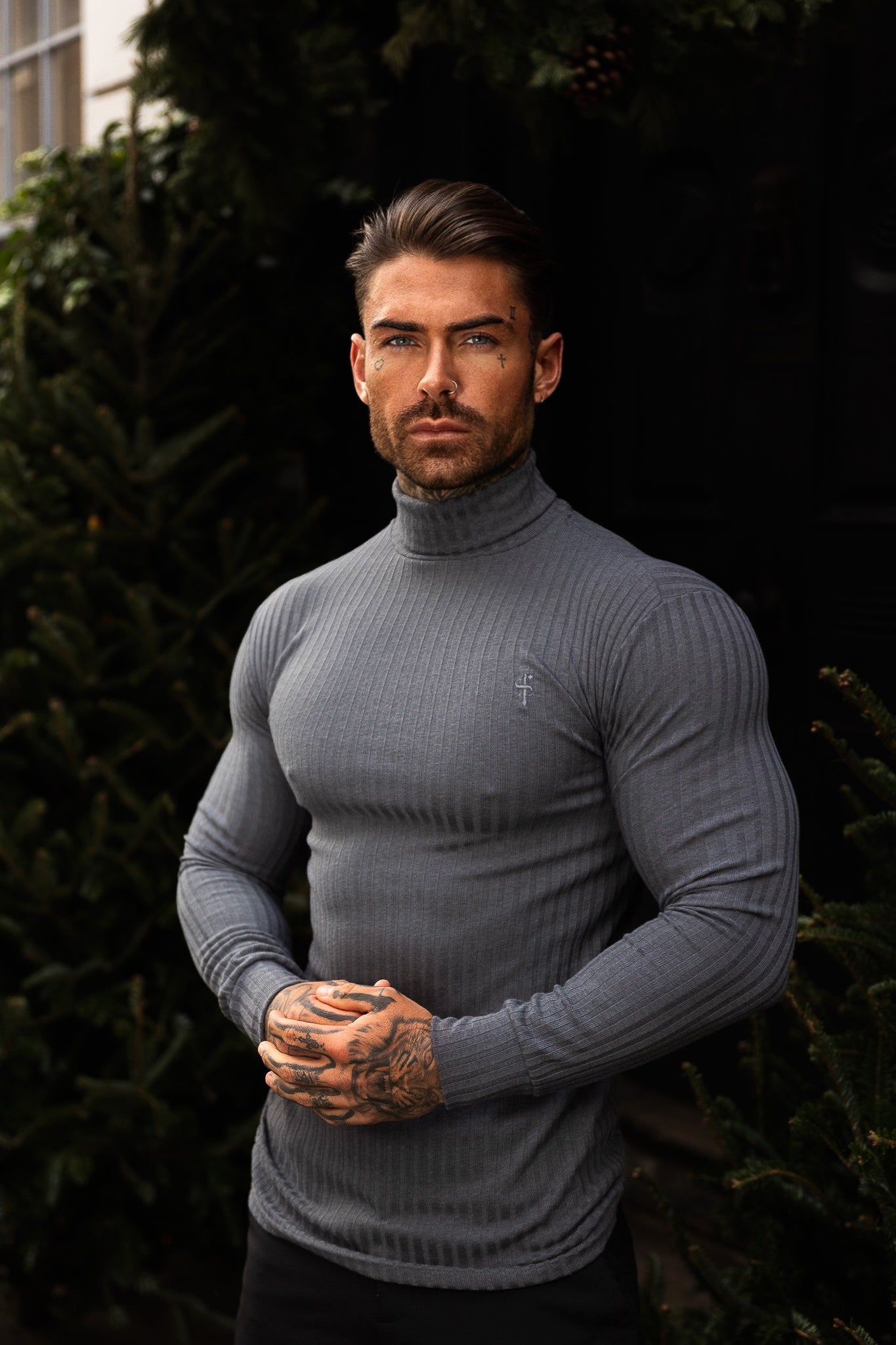 Father Sons Classic Charcoal Ribbed Knit Roll-neck Sweater - FSH954 sold by Father Sons product image thumbnail 3