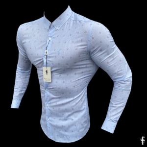 Father Sons Super Slim Stretch Light Blue Multi Floral Print Long Sleeve - FS668 sold by Father Sons