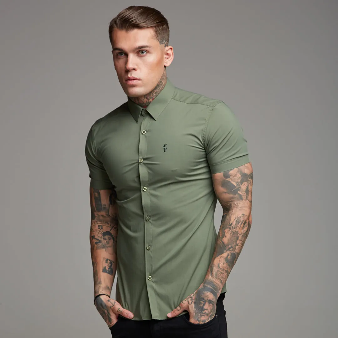 Father Sons Super Slim Stretch Classic Khaki Short Sleeve - FS238 sold by Father Sons product image thumbnail 2