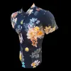 Father Sons Super Slim Stretch Black Mixed Lily Floral Print Short Sleeve with Button Down Collar - FS855 sold by Father Sons