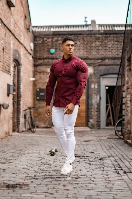 Father Sons Super Slim Stretch Burgundy Denim Long Sleeve - FS212 sold by Father Sons