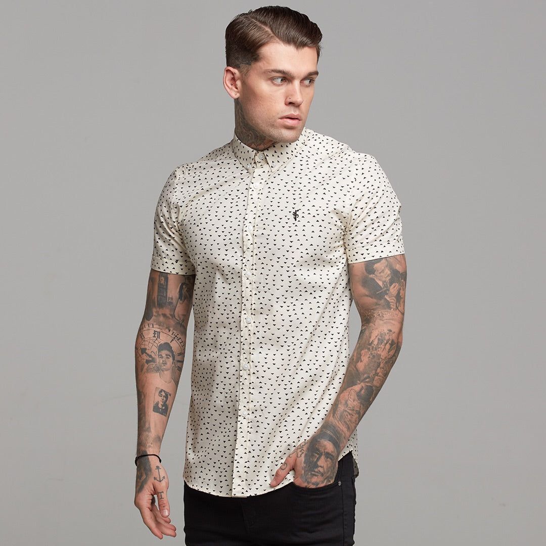 Father Sons Super Slim Stretch Classic Cream and Black Poly Print - FS471 sold by Father Sons product image thumbnail 3