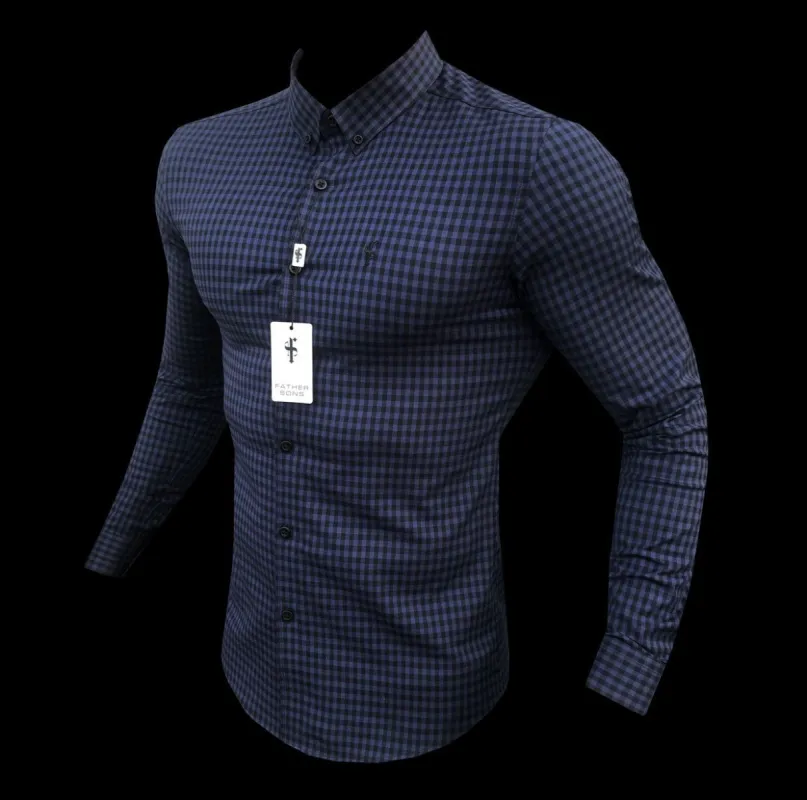 Father Sons Super Slim Ultra Stretch Blue & Black Check - FS474 sold by Father Sons