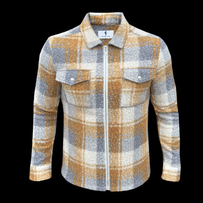 FS Boucle Zipped Check Jacket Tan - FSN157 sold by Father Sons