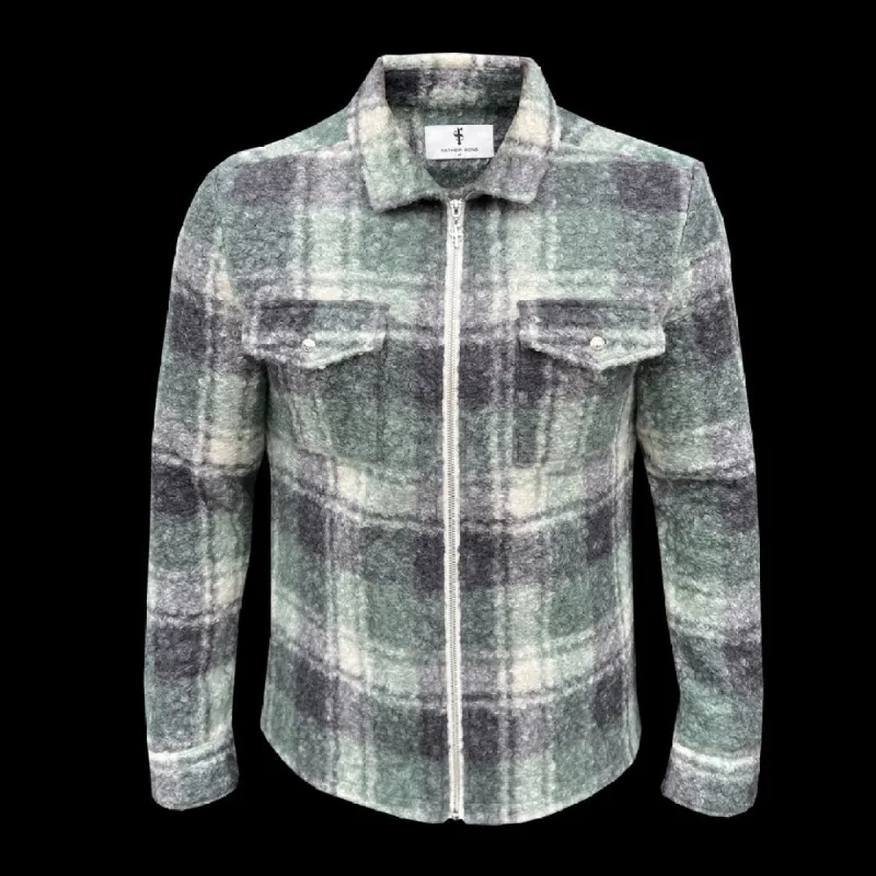 FS Boucle Zipped Check Jacket Green - FSN156 sold by Father Sons