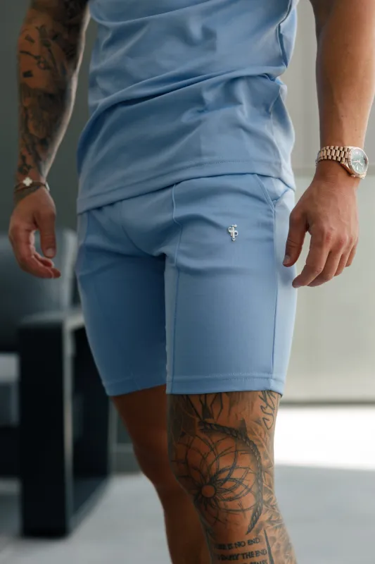 Father Sons Scuba Light Blue / Silver Elasticated Drawstring Pintuck Shorts - FSH1118 sold by Father Sons