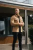 FS Brushed Zipped Plain Jacket Taupe - FSN174 [Gold Zips/Gold Buttons] sold by Father Sons