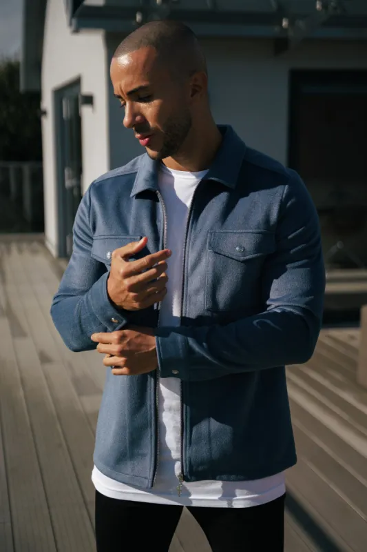 FS Brushed Zipped Plain Jacket Blue - FSN175 sold by Father Sons