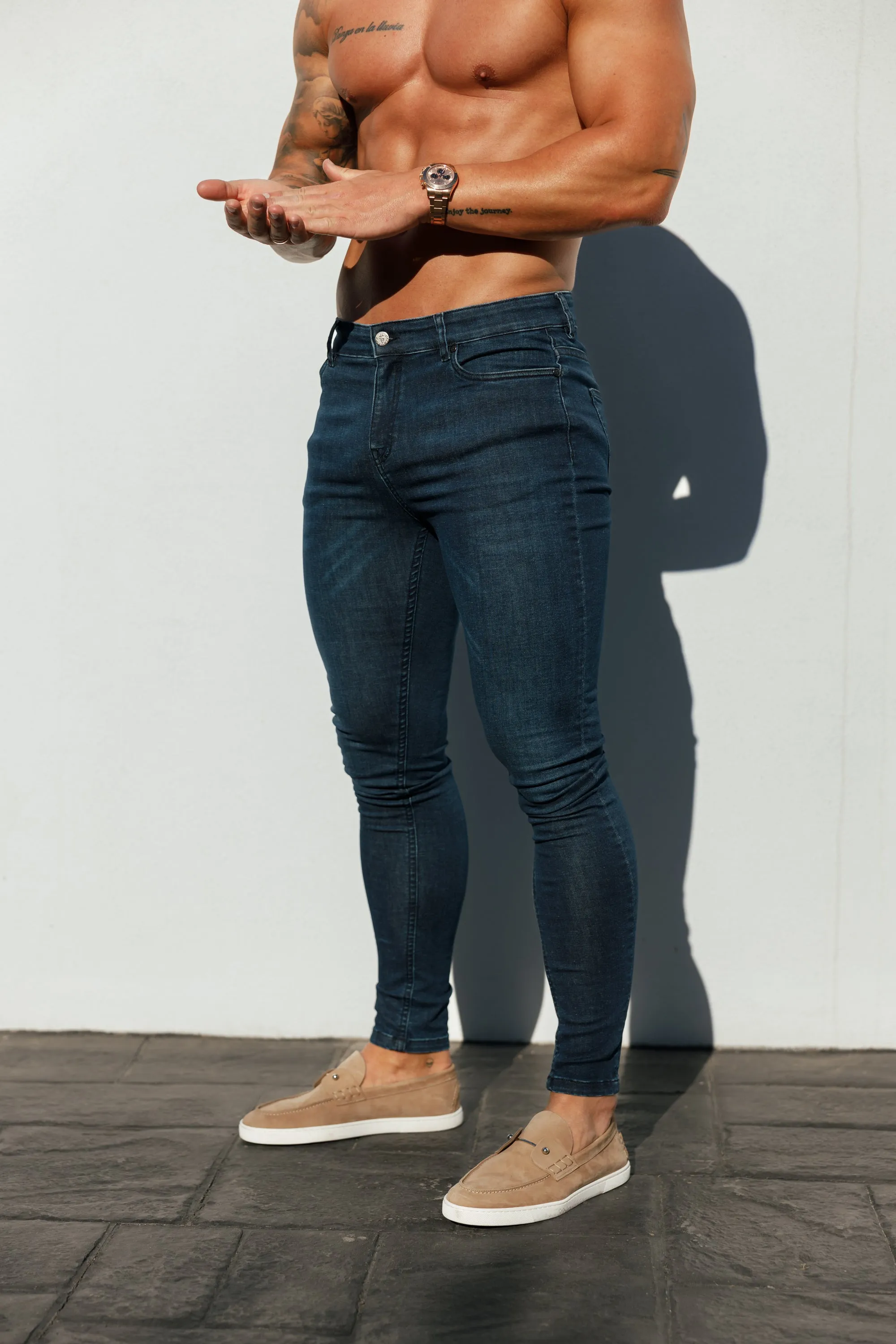 Father Sons Ultra Stretch Mid Blue Slim Jeans - FSJEAN010 sold by Father Sons