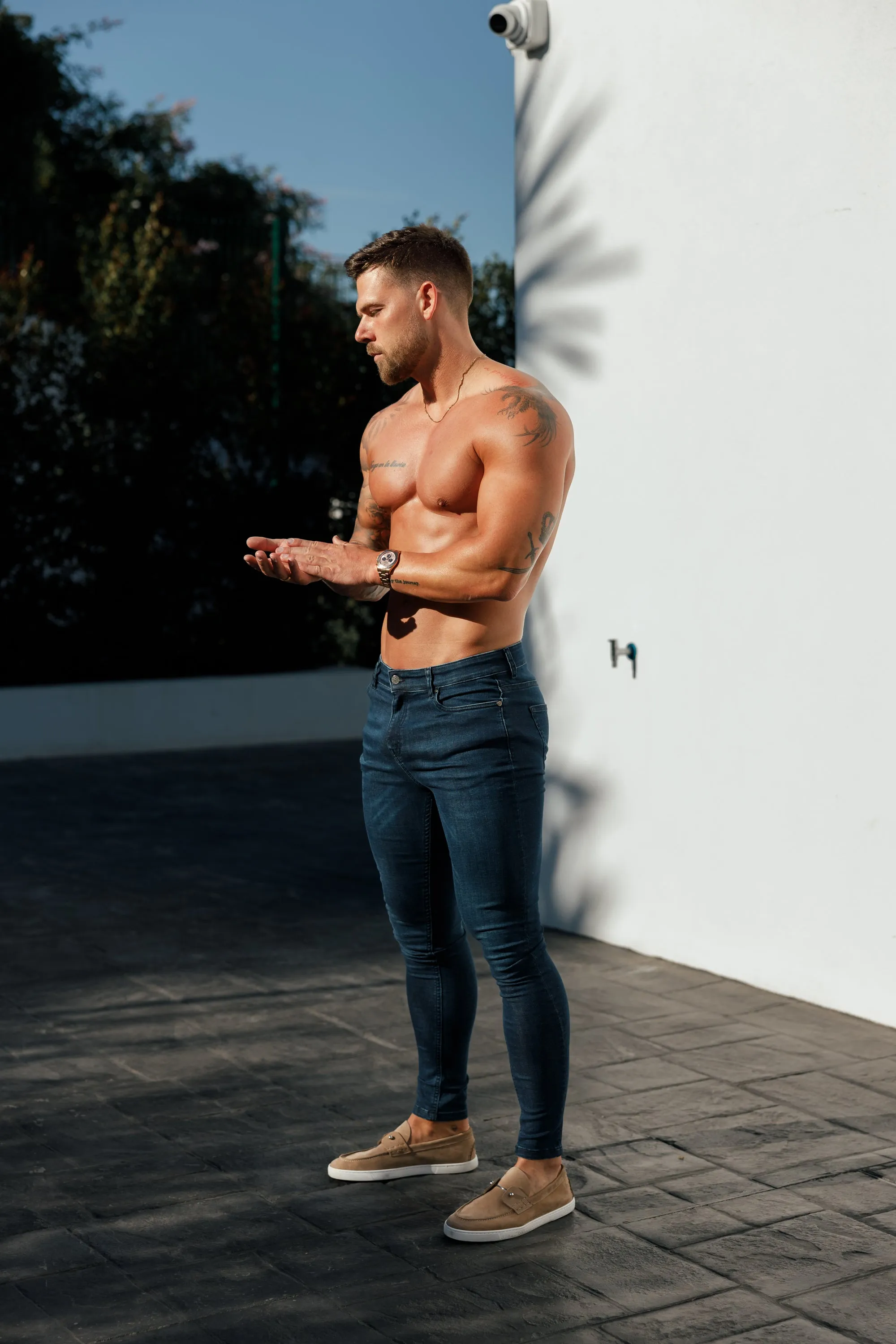 Father Sons Ultra Stretch Mid Blue Slim Jeans - FSJEAN010 sold by Father Sons product image thumbnail 3