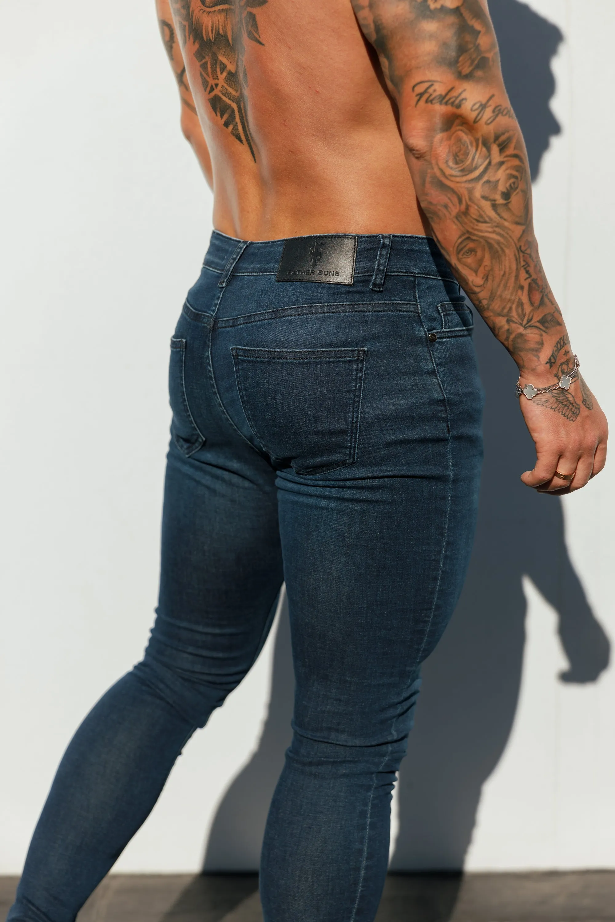 Father Sons Ultra Stretch Mid Blue Slim Jeans - FSJEAN010 sold by Father Sons product image thumbnail 4