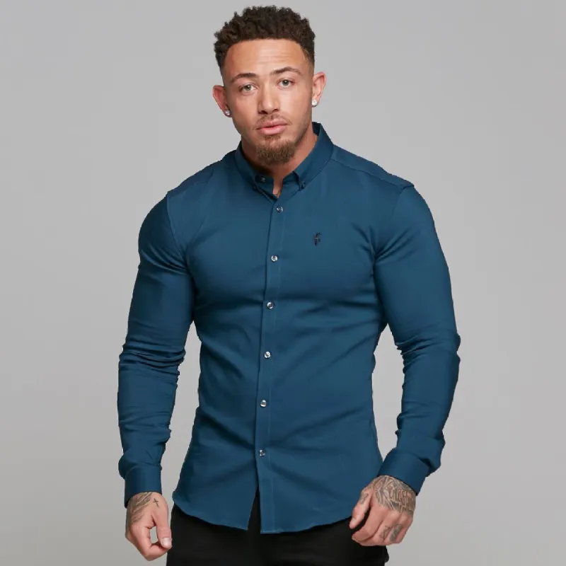 Father Sons Super Slim Ultra Stretch Classic Teal (Charcoal Buttons) -  FS484 sold by Father Sons