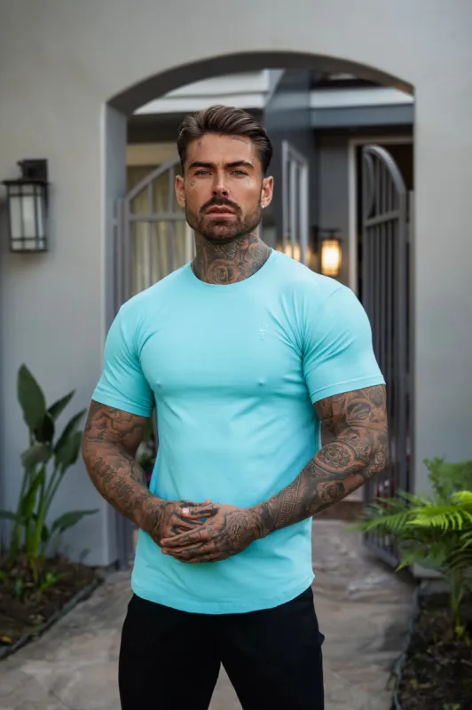 Father Sons Classic Turquoise Curved Hem Crew T Shirt - FSH1153 sold by Father Sons