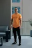 Father Sons Classic Orange Tonal Curved Hem Crew T Shirt - FSH1152 sold by Father Sons