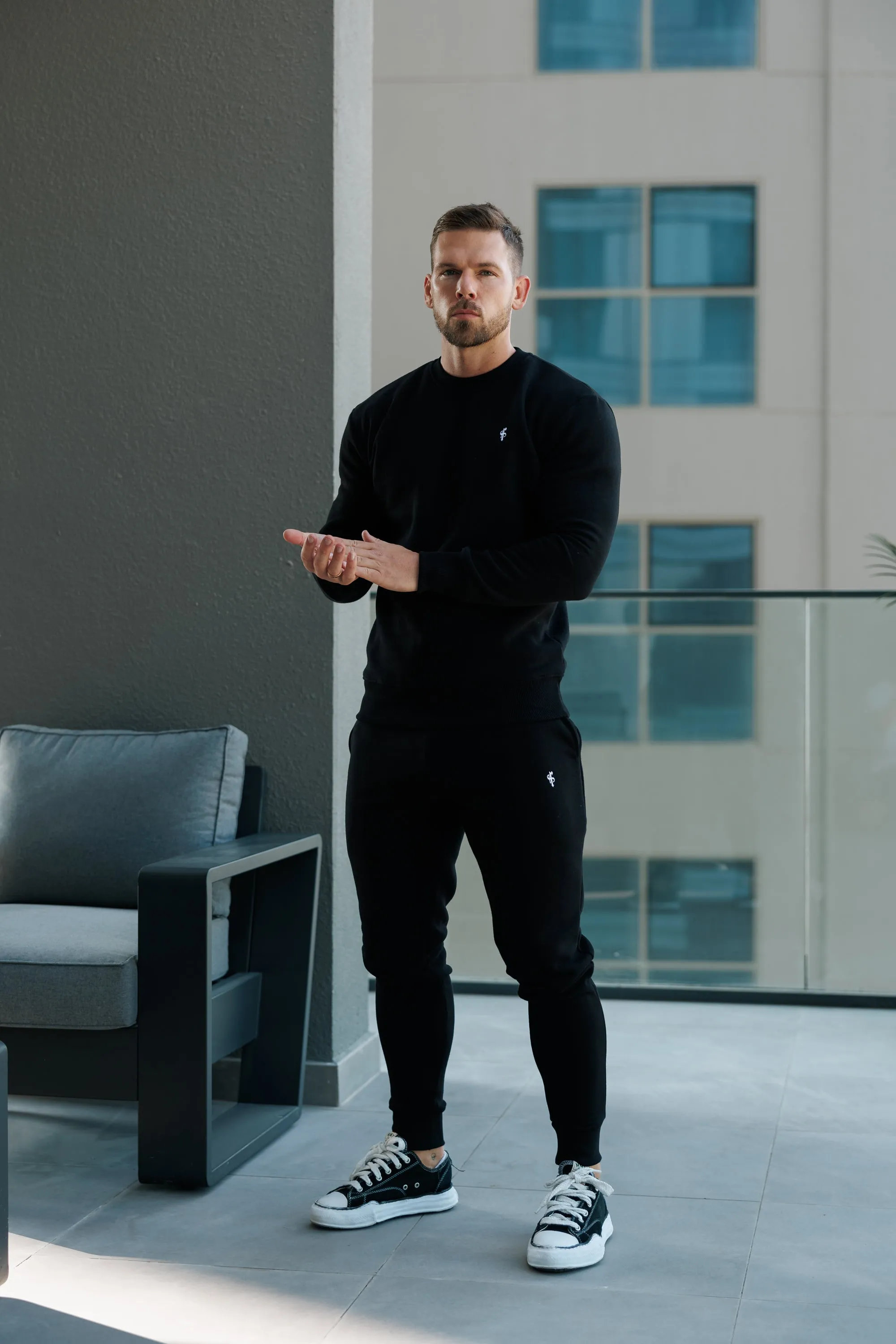 FS Plain Black Crew Sweater With FS Branding - FSH1183 sold by Father Sons product image thumbnail 3