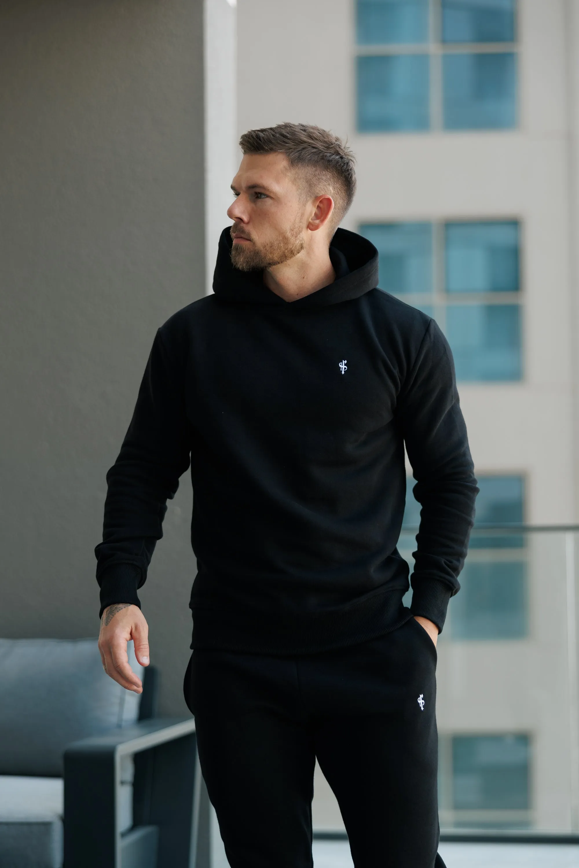 FS Plain Black Hoodie With FS Branding - FSH1189 sold by Father Sons product image thumbnail 4