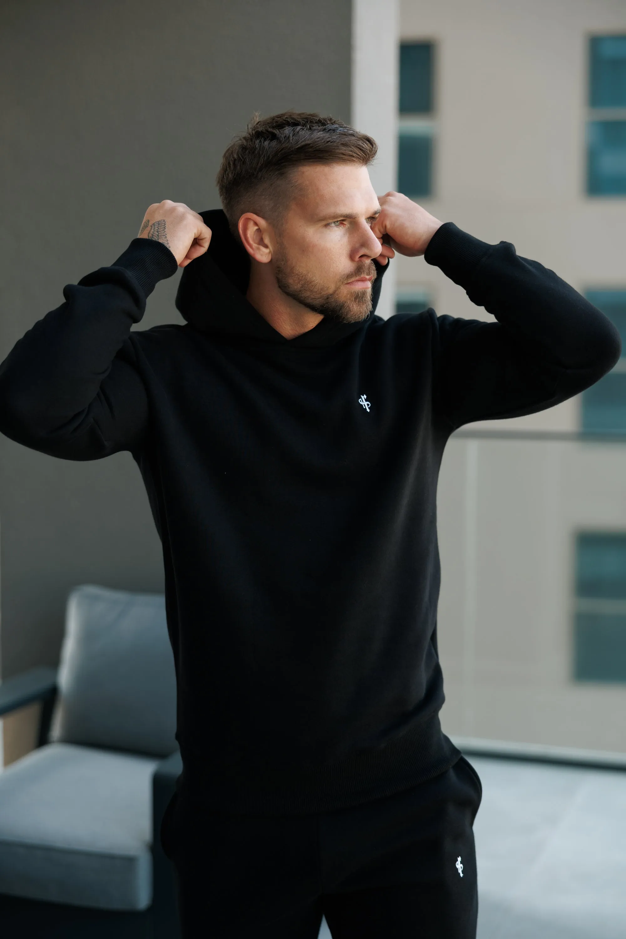 FS Plain Black Hoodie With FS Branding - FSH1189 sold by Father Sons product image thumbnail 3
