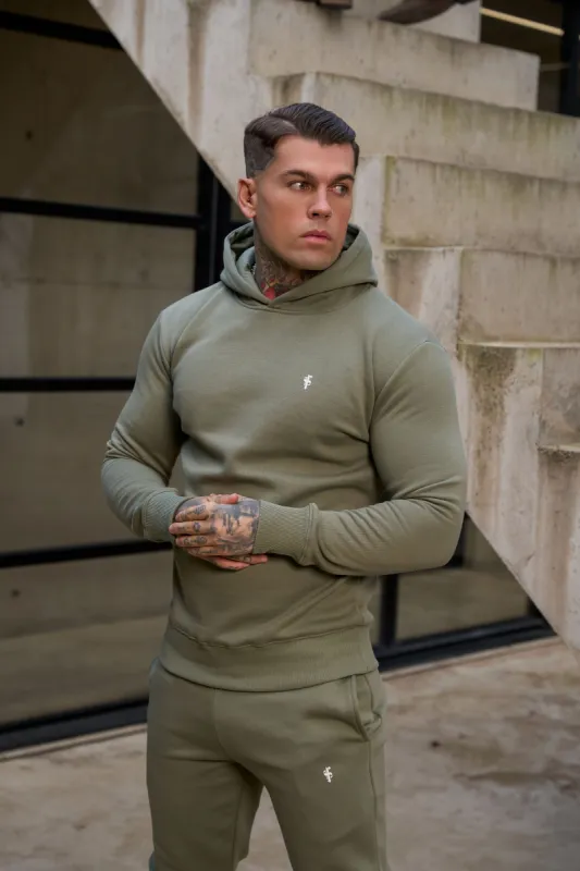 FS Plain Olive Hoodie With FS Branding - FSH1192 sold by Father Sons